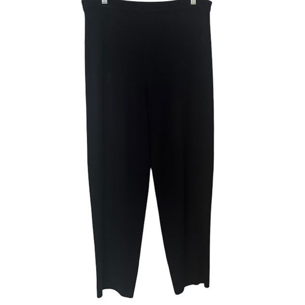 Exclusively Misook Black Acrylic Pull‎ On Stretch Wide Leg Pants Womens M Petite